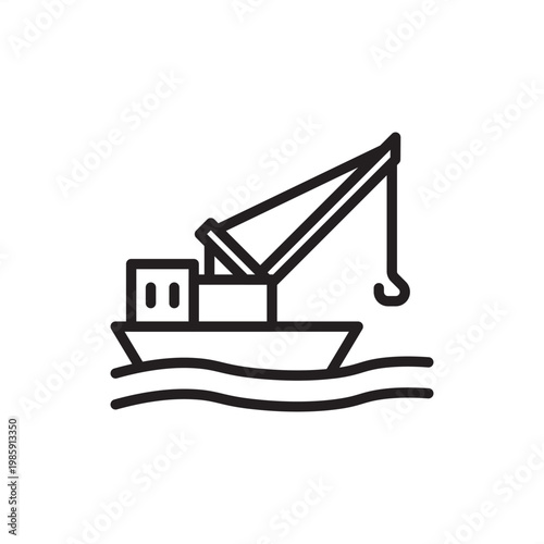 Pipelay vessel icon symbolizing subsea construction, representing ship hardware, welding tools, deployment gear, pipeline systems, and industrial maritime logistics for offshore energy infrastructure.