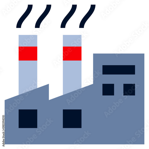 Factory Building icon, Flat design style vector illustration