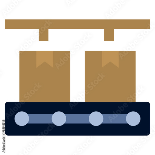 Production Line icon, Flat design style vector illustration
