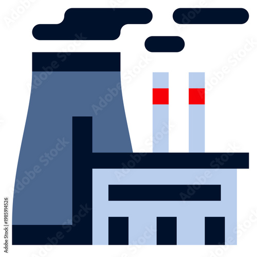 Power Plant icon, Flat design style vector illustration