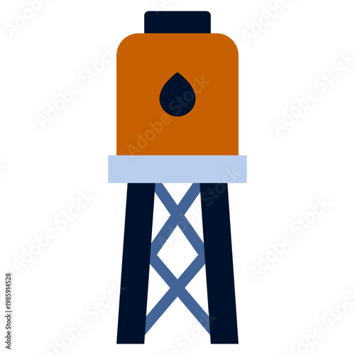 Water Tower icon, Flat design style vector illustration