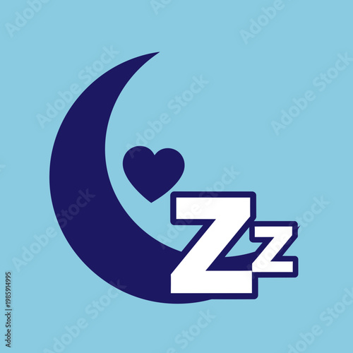 Nighttime sleep-themed graphic with moon, heart, and "Zzz" symbols.