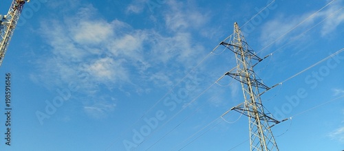 Foto High voltage under blue sky
