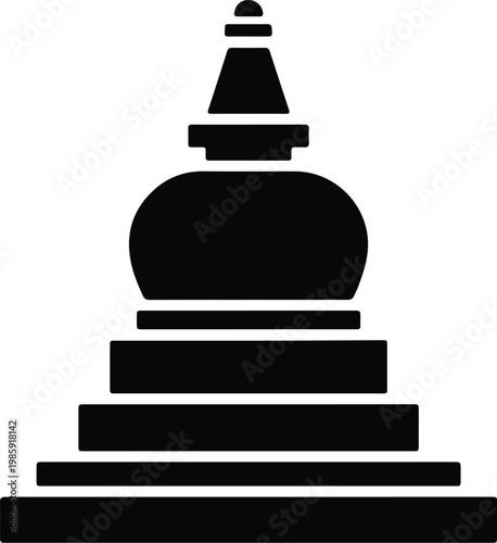 Silhouette Buddhist stupa temple spiritual architecture monument icon vector design