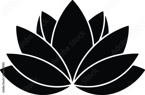 Silhouette lotus flower icon for yoga and wellness branding vector design