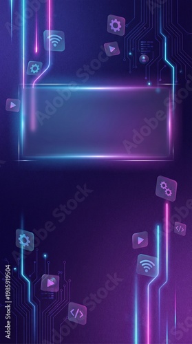 YouTube Shorts Tech Review Background with Neon Accent for Gadget and Software Content 2026
