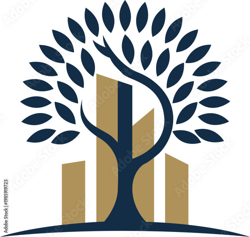 Tree Building Growth Urban Nature Eco City Concept Logo Design