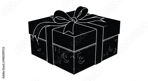 Gift box with ribbon bow wrapped present illustration for birthday holiday celebration