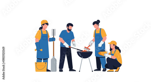 Group of People Enjoying Outdoor Barbecue Gathering