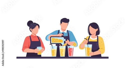 People Enjoying Popcorn and Drinks at a Snack Bar