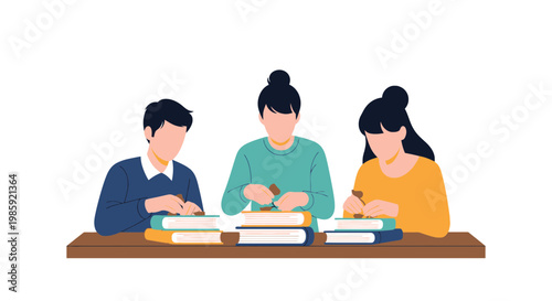 Group of Students Studying Together at a Table
