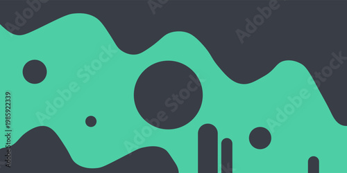 Dark Green Slime With Sooth Curves Background. Good For Banner, Web Material, Wallpaper Or Presentation Template.