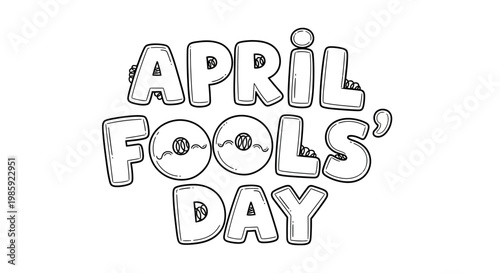 April Fools Day Hand Drawn Doodle Text with Donuts