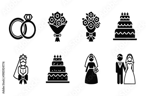 Wedding icons and symbols collection.