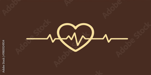 A heartbeat line forms a heart symbol in this medical vector illustration of an ECG cardiogram representing love, health, and cardiology care