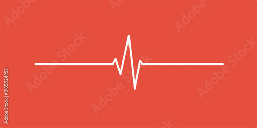 Abstract vector illustration of a red heart symbol with a medical pulse line and ekg cardiogram graph representing healthy life and cardiology care