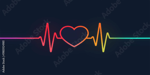 Heartbeat cardiogram line forming a heart shape on a medical monitor symbolizing health and life
