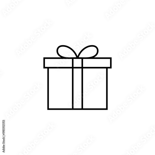 Gift box outline icon. Present package symbol. Surprise and special occasion giving sign. Editable stroke