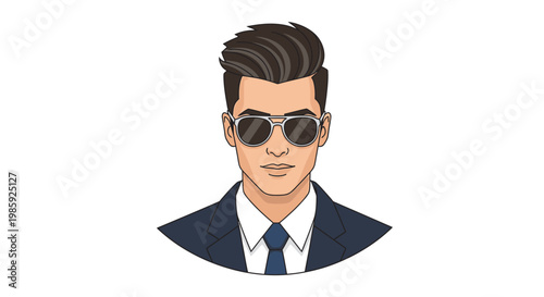 Stylish man with sunglasses isolated on white background vector illustration