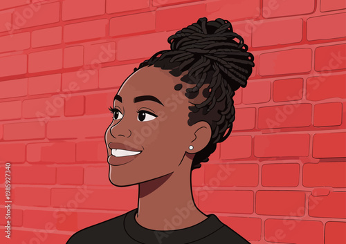 Smiling African Woman with Braided Hairstyle