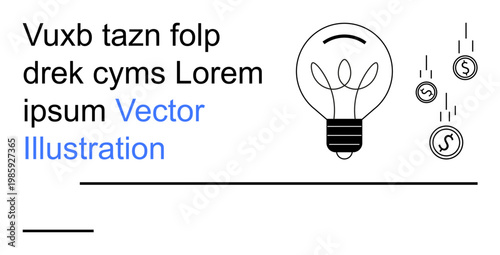 Business strategy, entrepreneurship, innovation, ideas, financial success, energy-saving. Light bulb with coins falling monetary returns from creative ideas. Entrepreneurship and innovation concept