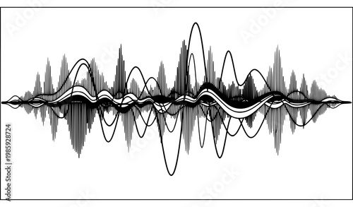 A vector graphic illustration of a sound wave in a minimalist design