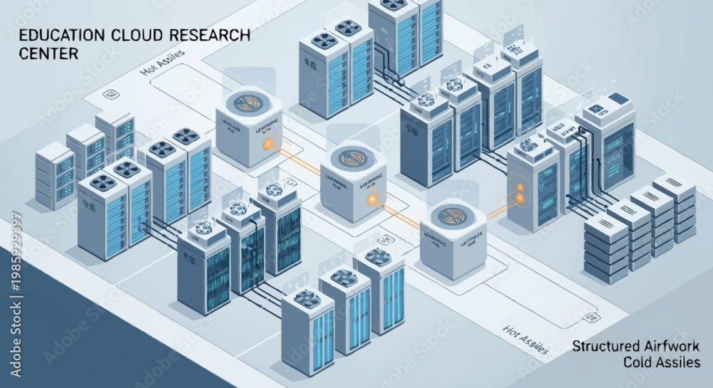 Obraz premium Education cloud research center data storage.