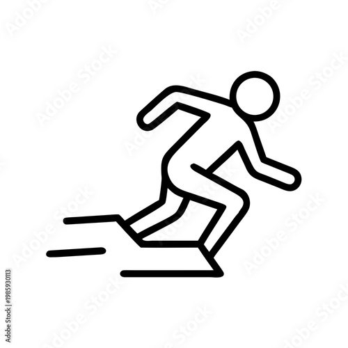 Black line art of a person running