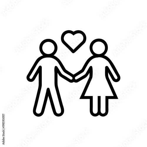 Couple holding hands with heart above them