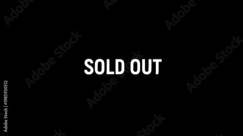 sold out glitch text title animation 4k for hot deal product launches on black green white background. new release sold out marketing promotion advertisement