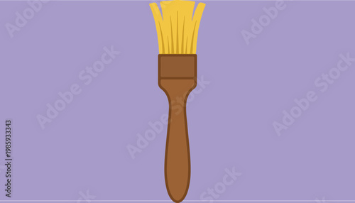Paint Brush With Yellow Bristles.