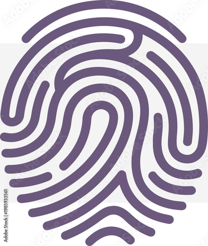 Purple Fingerprint Icon Graphic.