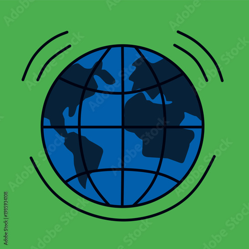 Globe with connection lines in flat style for global news theme