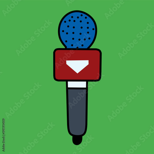 Microphone with recording detail in flat style for interview theme