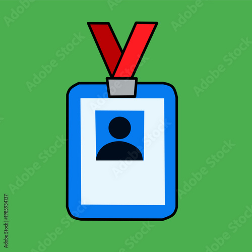 Press ID card with badge in flat style for journalist identity theme