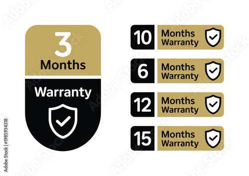 Warranty options displayed three six ten twelve and fifteen months