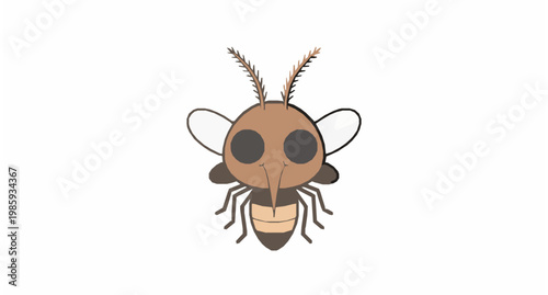 Modern cartoon mosquito vector illustration with clean insect character design isolated on white background