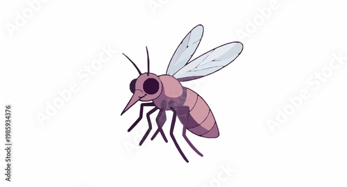 Funny cartoon mosquito vector with exaggerated features and playful insect character isolated on white