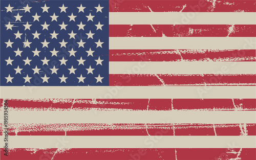 A distressed and vintage depiction of the american flag with faded colors