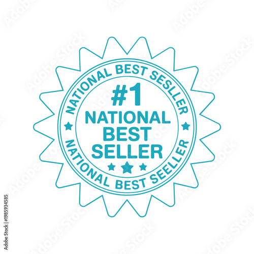 A circular blue badge proclaiming a product as the national best seller