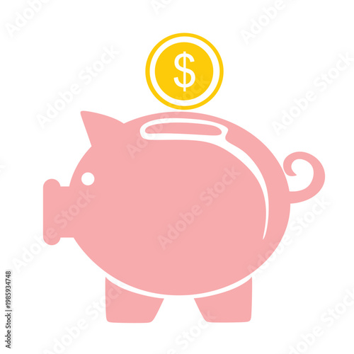 piggy bank and coins