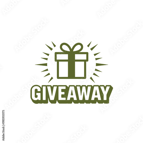A green giveaway announcement featuring a gift box with radiating starbursts