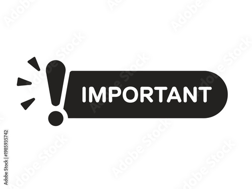 A black important notification banner with an exclamation point symbol