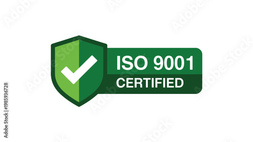 Iso 9001 certification badge a green shield with a white checkmark