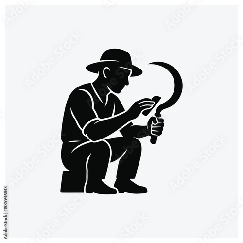Silhouette of a person using a hook or rope, suitable for fishing or general crafts.