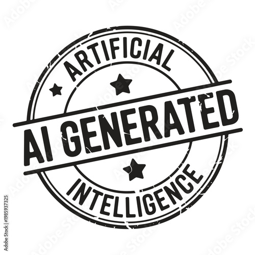 Black stamp indicating artificial intelligence generation and digital intelligence