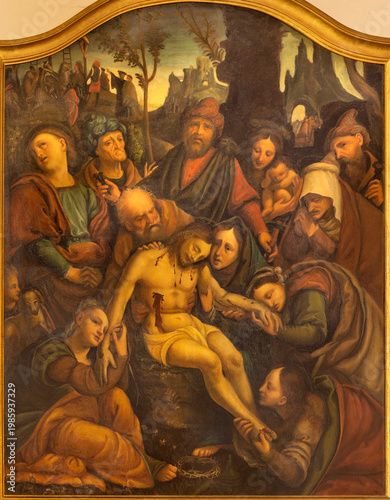 Fényképezés VERCELLI, ITALY - JANUARY 16, 2026: The painting of Deposition the church Chiesa