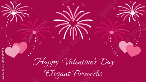Elegant valentine's day fireworks illustration with hearts