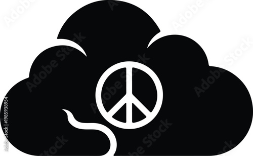 Silhouette black cloud with white peace sign symbol vector design