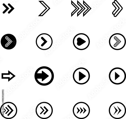 Arrow icon. Sideways set. Swipe or Scroll. UI Design elements for your web, app, presentations, etc. Striped direction.